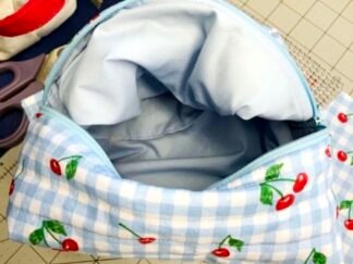 Whimsy Blue Check Cherry Boxy Bag