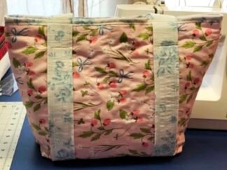 Whimsy Light Strawberry Clusters with Light Blue Floral Lining and Handles Tote Bag
